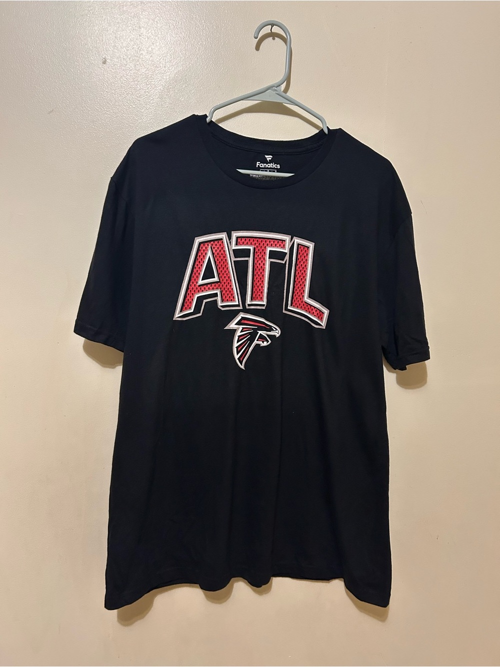 Fanatics Black ATL Falcons Graphic Tee with Red & White Details
